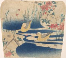 Hooded Gulls and Cherry Blossoms, probably 1850-62., probably 1850-62. Creator: Ando Hiroshige