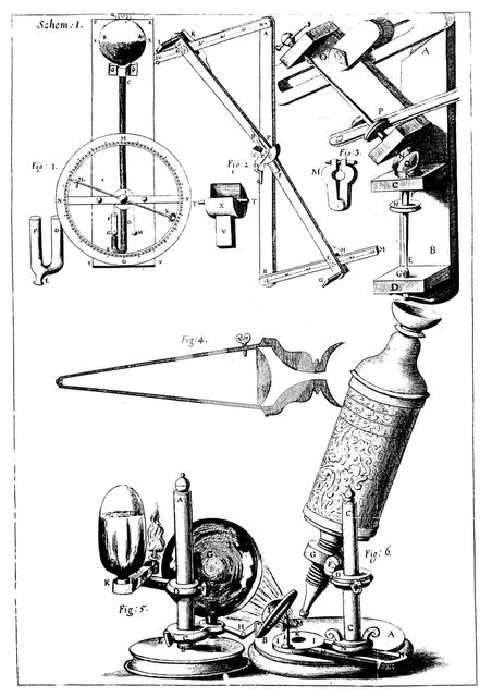 Hooke's microscope with condenser for concentrating light, 1665. Creator: Unknown.
