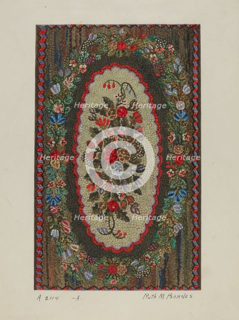 Hooked Rug, 1935/1942. Creator: Ruth M. Barnes.