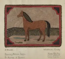 Hooked Rug with Horse, 1935/1942. Creator: Joseph Glover