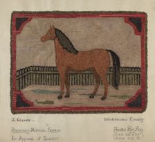 Hooked Rug with Horse, 1935/1942. Creator: Joseph Glover