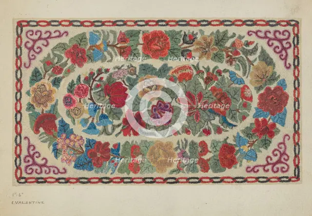 Hooked Rug, c. 1936. Creator: Elizabeth Valentine.