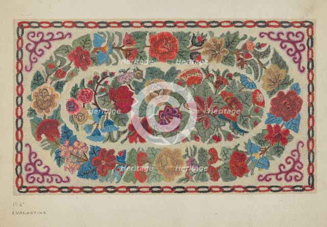 Hooked Rug, c. 1936. Creator: Elizabeth Valentine.
