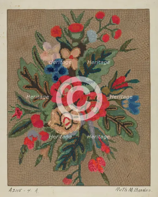 Hooked Rug, c. 1936. Creator: Ruth M. Barnes.