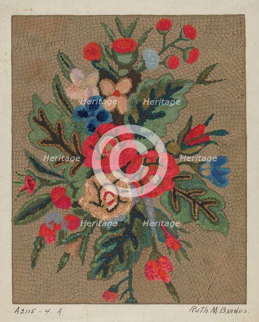Hooked Rug, c. 1936. Creator: Ruth M. Barnes.