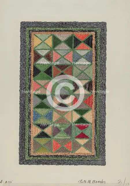 Hooked Rug, c. 1936. Creator: Ruth M. Barnes.