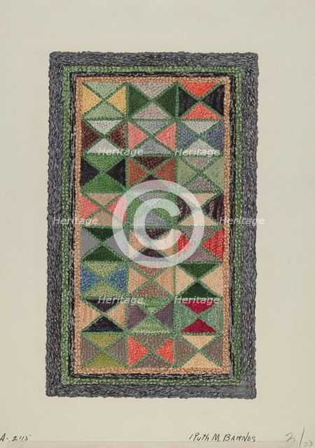 Hooked Rug, c. 1936. Creator: Ruth M. Barnes.