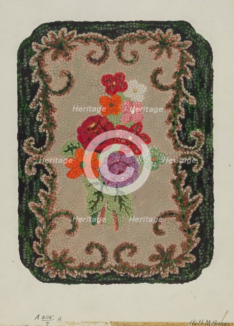 Hooked Rug, c. 1936. Creator: Ruth M. Barnes.