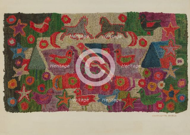 Hooked Rug, c. 1940. Creator: Charlotte Angus.