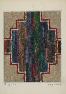 Hooked Rug - Center Design, c. 1936. Creator: Ruth M. Barnes