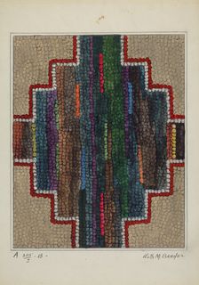 Hooked Rug - Center Design, c. 1936. Creator: Ruth M. Barnes