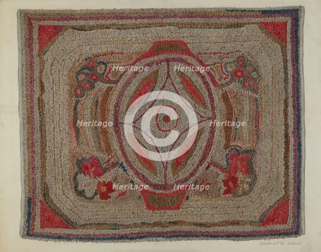 Hooked Rug (Cotton), c. 1940. Creator: Charlotte Angus.