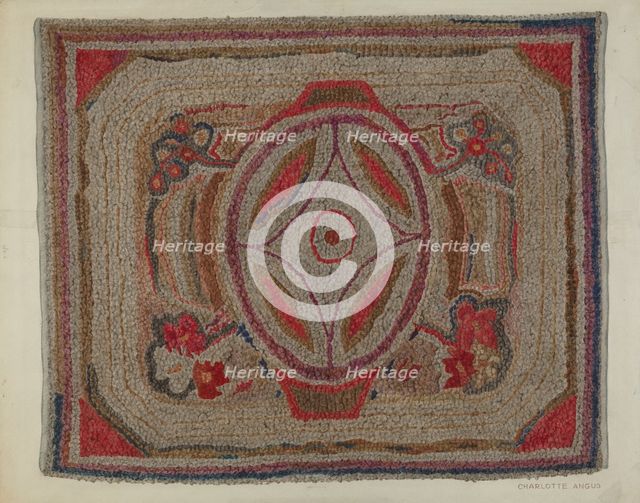 Hooked Rug (Cotton), c. 1940. Creator: Charlotte Angus.