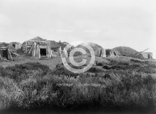 Hooper Bay homes, Hooper Bay, Alaska, c1929. Creator: Edward Sheriff Curtis.
