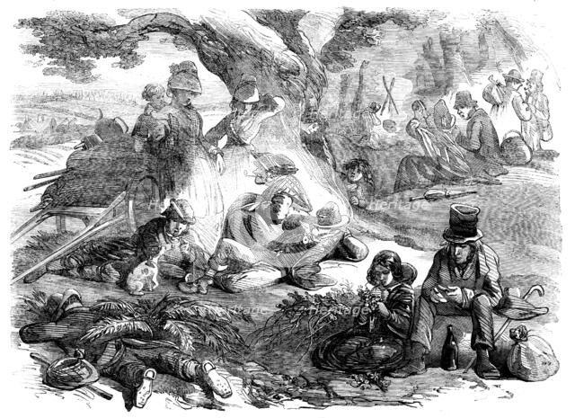 Hop-pickers Resting - drawn by Phiz, 1858. Creator: Hablot Knight Browne.