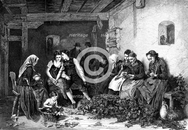 "Hop-Picking in Germany", by Rudolph Hirth, 1872. Creator: Unknown.