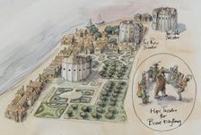 Hope Theatre, Rose Theatre and Globe Theatre, Southwark, London, c1647 (2016). Creator: Judith Dobie