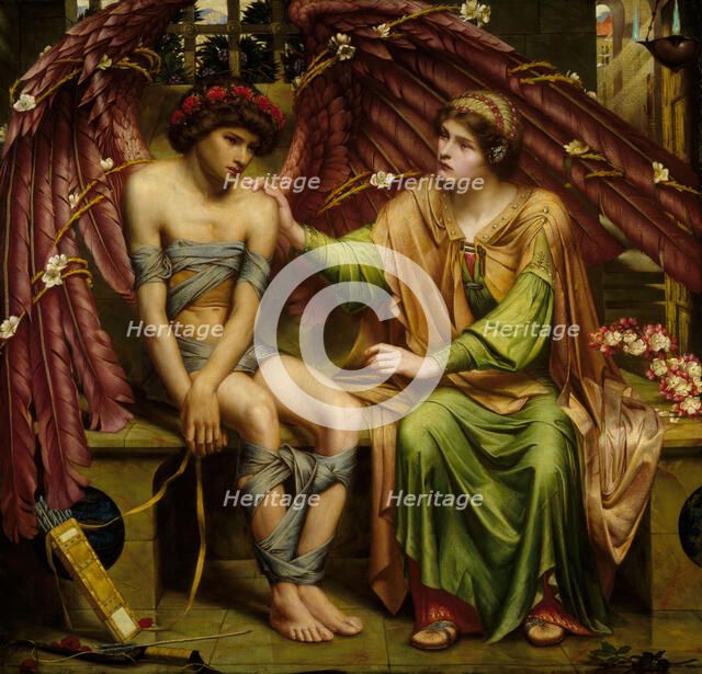 Hope Comforting Love in Bondage, 1901. Creator: Sidney Harold Meteyard.