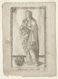 Hope (from the Tarocchi, series B: Cosmic Principles & Virtues, #39), before 1467. Creator: Master of the E-Series Tarocchi (Italian, 15th century)