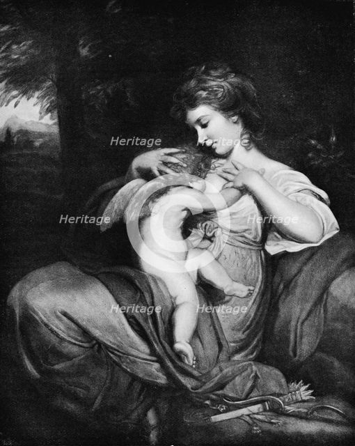 'Hope Nursing Love (Miss Morris as Hope Nursing Cupid)', c1770, (1912). Artist: Sir Joshua Reynolds.