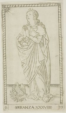 Hope, plate 39 from Genii and Virtues, c.1465. Creator: Unknown