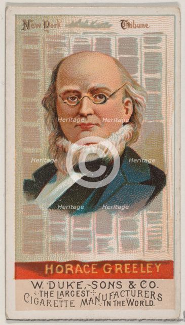Horace Greeley, from the series Great Americans (N76) for Duke brand cigarettes, 1888., 1888. Creator: Unknown.