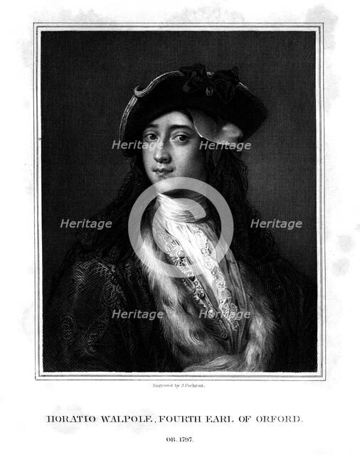Horace Walpole, 4th Earl of Orford, politician, writer, architectural innovator, (1832).Artist: J Cochran