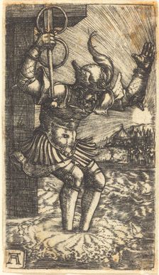 Horatio Cocles Leaping into the River Tiber, c. 1520/1530. Creator: Albrecht Altdorfer