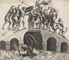 Horatio Coclès Saving Himself by Swimming, 16th century. Creator: Diana Mantuana