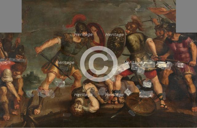 Horatius Cocles at the Pons Sublicius, 1620. Creator: Hieronymus Francken II.