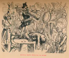 Horatius Cocles Defending the Bridge 1852. Artist: John Leech