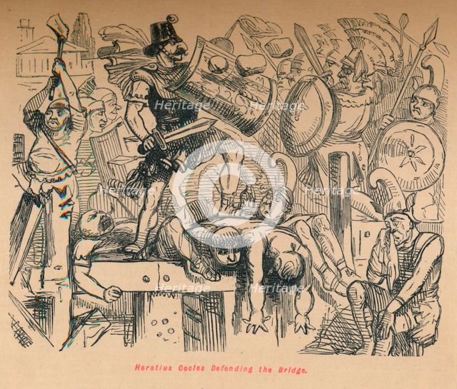 'Horatius Cocles Defending the Bridge', 1852. Artist: John Leech.