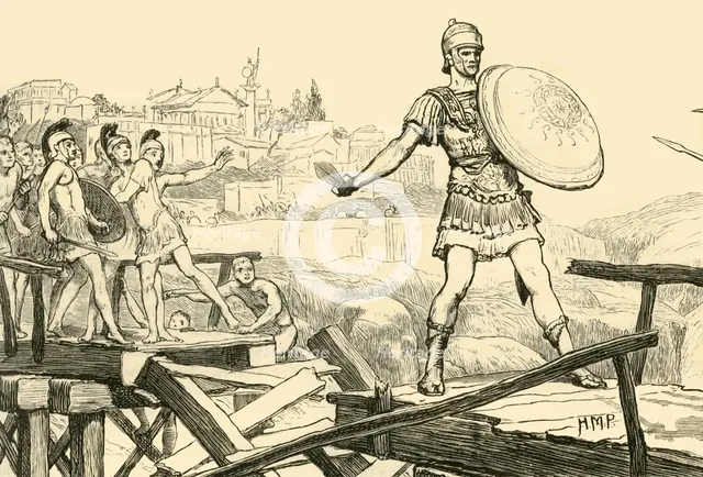 'Horatius Cocles Defending The Bridge', 1890. Creator: Unknown.