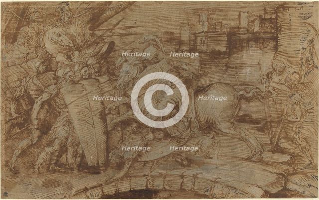Horatius Cocles Defending Rome, 16th century. Creator: Unknown.