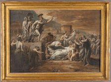 Horatius Slaying his Sister Camilla after the Defeat of the Curiatii, c. 1790. Creator: Etienne Barthelemy Garnier