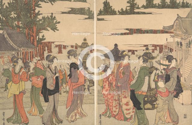 Horinouchi Myo-ho-ji Eho Mairi no Zu, ca. 1804. Creator: Utagawa Toyohiro.
