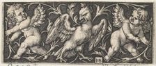 Horizontal Panel with an Eagle Flanked by Two Genii, 1544. Creator: Sebald Beham