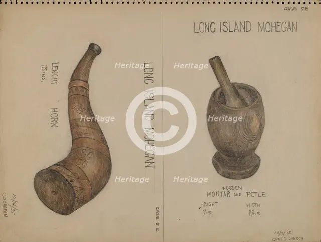Horn and Mortar & Pestle, 1935. Creator: Charles Charon.