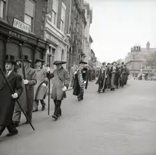 Horn blowers in procession, Ripon, Yorkshire, c1955. Creator: Arthur Charles Kirby Ware