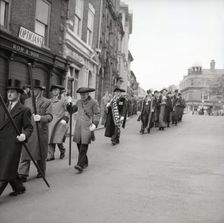 Horn blowers in procession, Ripon, Yorkshire, c1955. Creator: Arthur Charles Kirby Ware