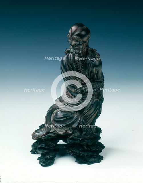 Horn luohan figure, Ming to Qing dynasty, China, 17th century. Creator: Unknown.