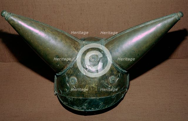 Horned British Celtic Bronze Helmet, 1st century BC.