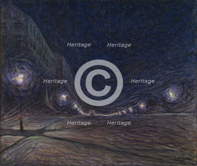 Hornsgatan by Night, 1902. Creator: Eugène Jansson.