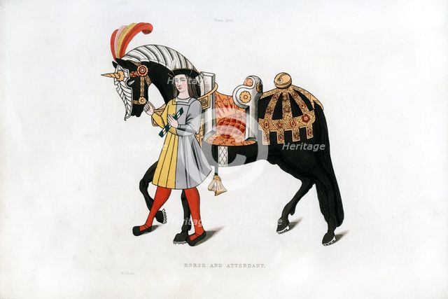 Horse and attendant, c1511, (1843).Artist: Henry Shaw