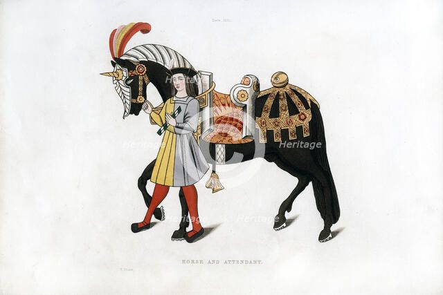 Horse and attendant, c1511, (1843).Artist: Henry Shaw