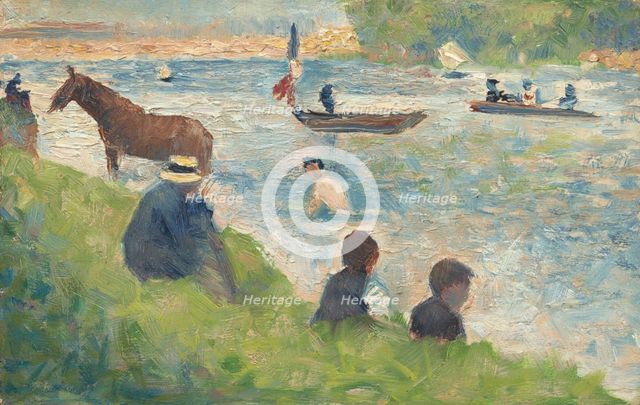 Horse and Boats (Study for "Bathers at Asnières"), 1883/1884. Creator: Georges-Pierre Seurat.