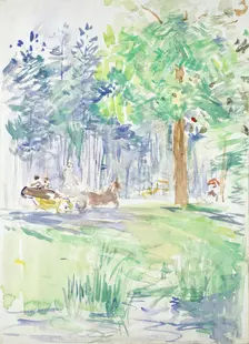 Horse and Carriage on a woodland Road, after 1883. Artist: Berthe Morisot