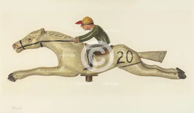 Horse and Jockey, c. 1939. Creator: Palmyra Pimentel.