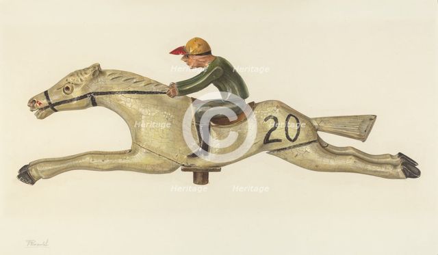 Horse and Jockey, c. 1939. Creator: Palmyra Pimentel.