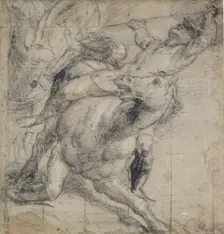 Horse and Rider falling, c1537. Artist: Titian